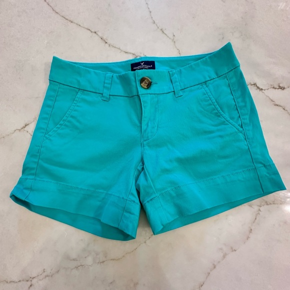 American Eagle Outfitters Blue Midi Shorts Classic Cotton - Picture 1 of 6